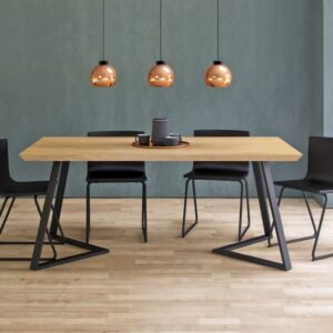 Eichentisch mit Metallbeinen 120x90 cm 120x75x90cm Holz Braun Danzz Möbel Esszimmermöbel Esstische