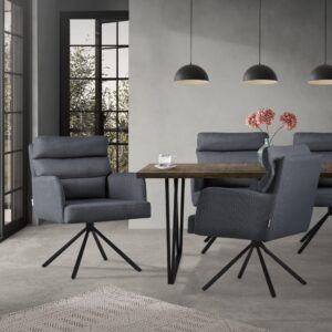 65x93x64cm Polyester Grau ML-Design Möbel Esszimmermöbel Stühle