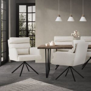 Esszimmerstühle drehbar 6er Set Beige Stoffbezug Metallbeine Armlehnen 64x93x65cm PES - Polyester Beige ML-Design Möbel Esszimmermöbel Stühle