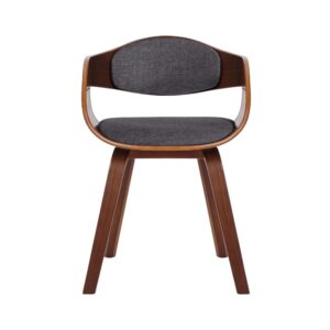 Esszimmerstuhl mit Armlehnen aus Stoff walnuss/hellgrau 46x73x49cm Stoff Grau CLP Möbel Esszimmermöbel Stühle