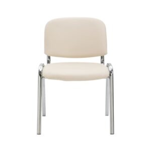 Besucherstuhl mit Metallgestell und Sitz aus Kunstleder creme 48x79x54cm PVC - Polyvinlychlorid Beige CLP Möbel Esszimmermöbel Stühle