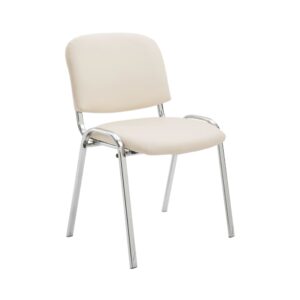 Wohnli Möbelsuche - Besucherstuhl mit Metallgestell und Sitz aus Kunstleder creme