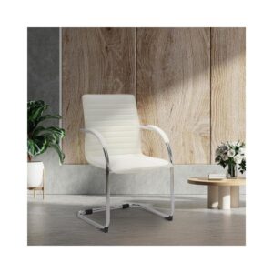 wohnli-moebel-suche-M25018858-1 Freischwinger mit Metallgestell Sitz aus Kunstleder weiß 60x95x56cm PVC - Polyvinlychlorid Weiß CLP Möbel Esszimmermöbel Stühle