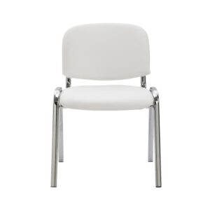 Besucherstuhl mit Metallgestell und Sitz aus Kunstleder weiß 48x79x54cm PVC und Synthetik Weiß CLP Möbel Esszimmermöbel Stühle