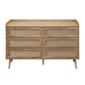 wohnli-moebel-suche-M25020064 Wohnli Möbelsuche - Kommode mit 6 Schubladen und Fronten aus natürlichem Rattan L120 cm