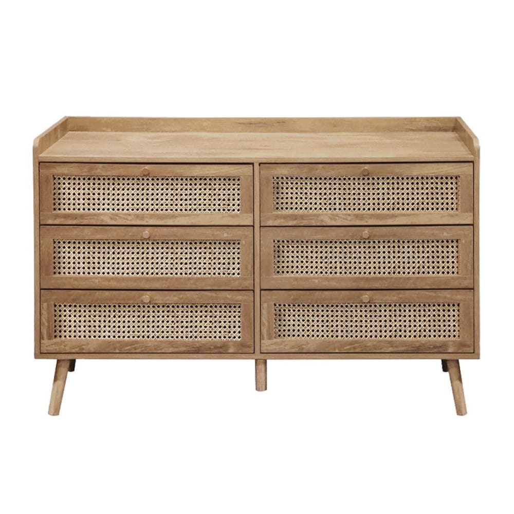 wohnli-moebel-suche-M25020064 Wohnli Möbelsuche - Kommode mit 6 Schubladen und Fronten aus natürlichem Rattan L120 cm