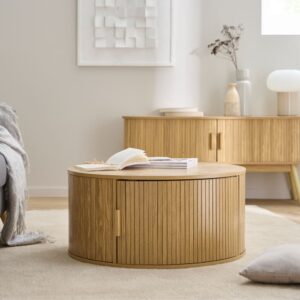 wohnli-moebel-suche-M25020067-1 Couchtisch Runder mit Stauraum D75 cm - 75x36x75cm Spanplatte Beige Calicosy Möbel Wohnzimmermöbel Couchtische