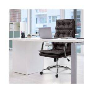 Bürostuhl höhenverstellbar drehbar aus Echtleder braun 65x111x60cm Leder Braun CLP Möbel Büromöbel Bürostühle