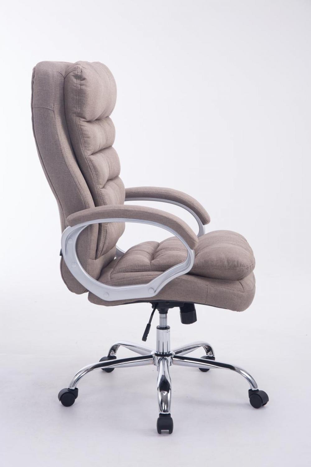 Bürostuhl drehbar höhenverstellbar aus Stoff taupe 77x116x68cm Stoff Grau CLP Möbel Büromöbel Bürostühle