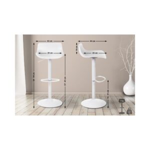 2er Set Barhocker höhenverstellbar aus Kunststoff weiß 44x69x43cm Harz Weiß CLP Möbel Esszimmermöbel Barhocker