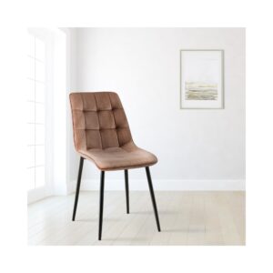 wohnli-moebel-suche-M25020388-1 Esszimmerstuhl mit Füßen aus Metall und Sitz aus Samt braun 61x89x47cm Samt Braun CLP Möbel Esszimmermöbel Stühle