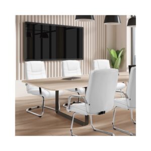 Freischwinger mit Sitz aus Kunstleder weiß 67x104x60cm PVC und Synthetik Weiß CLP Möbel Esszimmermöbel Stühle
