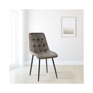 Esszimmerstuhl mit Füßen aus Metall und Sitz aus Samt anthrazit 61x89x47cm Samt Grau CLP Möbel Esszimmermöbel Stühle