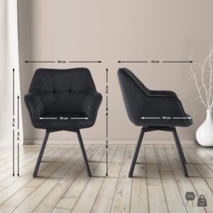 Esszimmerstuhl mit Füßen aus Metall und Sitz aus Samt schwarz 59x81x60cm Samt Schwarz CLP Möbel Esszimmermöbel Stühle