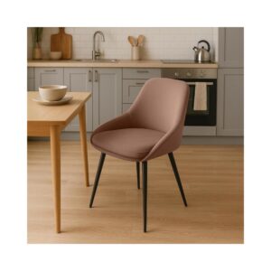 wohnli-moebel-suche-M25020421-1 Esszimmerstuhl mit Füßen aus Metall und Sitz aus Samt braun 53x86x50cm Samt Braun CLP Möbel Esszimmermöbel Stühle