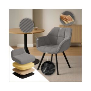 Esszimmerstuhl mit Armlehnen aus Cord grau 59x81x60cm Baumwolle Grau CLP Möbel Esszimmermöbel Stühle