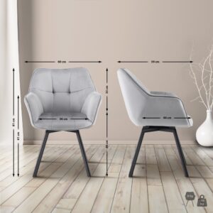 wohnli-moebel-suche-M25020430-1 Esszimmerstuhl mit Füßen aus Metall und Sitz aus Samt dunkelgrau 59x81x60cm Samt Grau CLP Möbel Esszimmermöbel Stühle