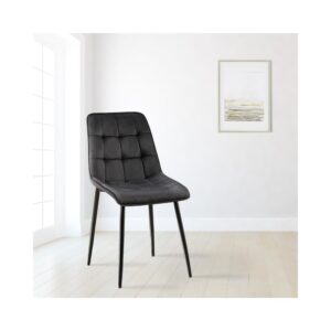 Esszimmerstuhl mit Füßen aus Metall und Sitz aus Samt schwarz 61x89x47cm Samt Schwarz CLP Möbel Esszimmermöbel Stühle