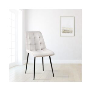 Esszimmerstuhl mit Füßen aus Metall und Sitz aus Samt grau 61x89x47cm Samt Grau CLP Möbel Esszimmermöbel Stühle