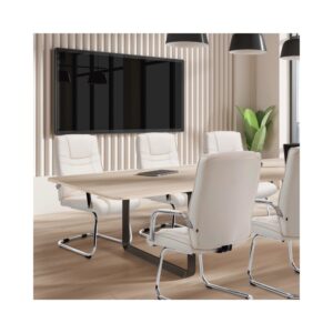 wohnli-moebel-suche-M25020444-1 Freischwinger mit Sitz aus Kunstleder creme 67x104x60cm PVC und Synthetik Beige CLP Möbel Esszimmermöbel Stühle