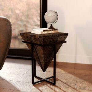 Kleine Holz- und Metallbeistelltisch 31x46x31cm Holz Braun Maison Pavane Möbel Wohnzimmermöbel Beistelltische