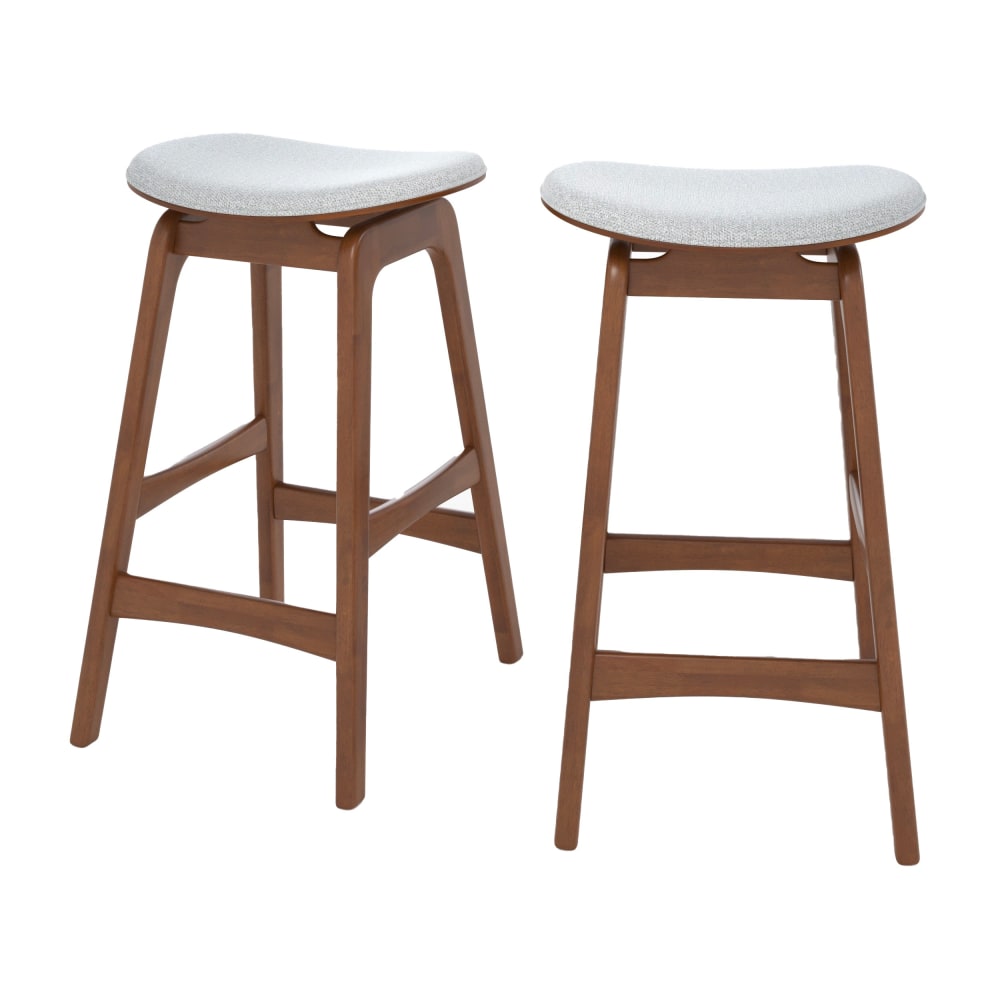 wohnli-moebel-suche-M25020501 Wohnli Möbelsuche - 2er Set Barstühle aus dunklem Holz und hellgrauem Stoff 65
