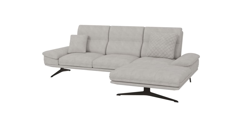 Wohnli Möbelsuche - Modernes Ecksofa mit Ottomane aus Samt-Stoff