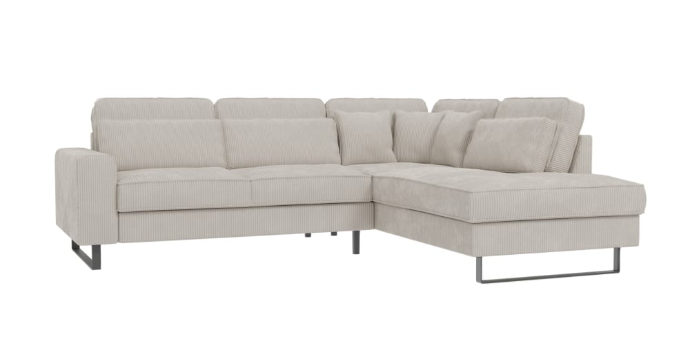 wohnli-moebel-suche-M25020523 Wohnli Möbelsuche - Ecksofa mit schwarzen Metall-Füßen aus Cord-Stoff