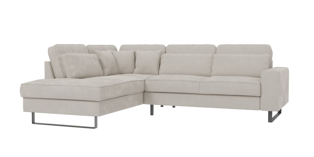 wohnli-moebel-suche-M25020525 Wohnli Möbelsuche - Ecksofa mit schwarzen Metall-Füßen aus Cord-Stoff