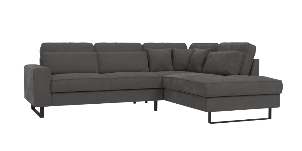wohnli-moebel-suche-M25020528 Wohnli Möbelsuche - Ecksofa mit schwarzen Metall-Füßen aus Samt-Stoff