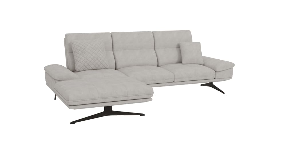 Wohnli Möbelsuche - Modernes Ecksofa mit Ottomane aus Samt-Stoff