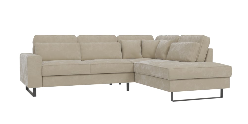 wohnli-moebel-suche-M25020551 Wohnli Möbelsuche - Ecksofa mit schwarzen Metall-Füßen aus Samt-Stoff