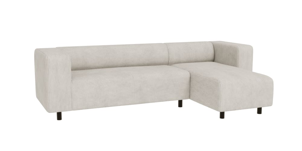 Wohnli Möbelsuche - Modernes Ecksofa mit Ottomane aus Cord-Stoff