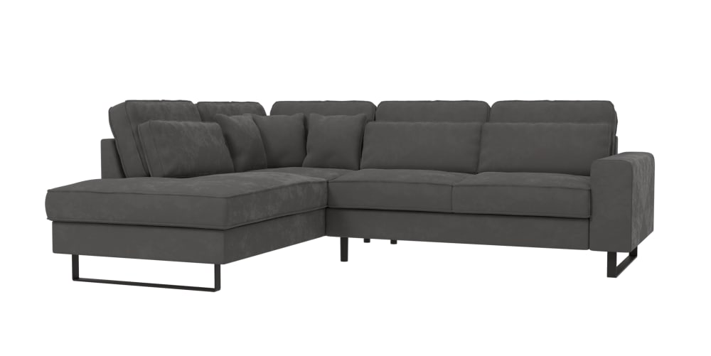 wohnli-moebel-suche-M25020577 Wohnli Möbelsuche - Ecksofa mit schwarzen Metall-Füßen aus Samt-Stoff