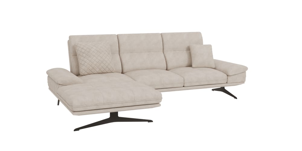 Wohnli Möbelsuche - Modernes Ecksofa mit Ottomane aus Samt-Stoff