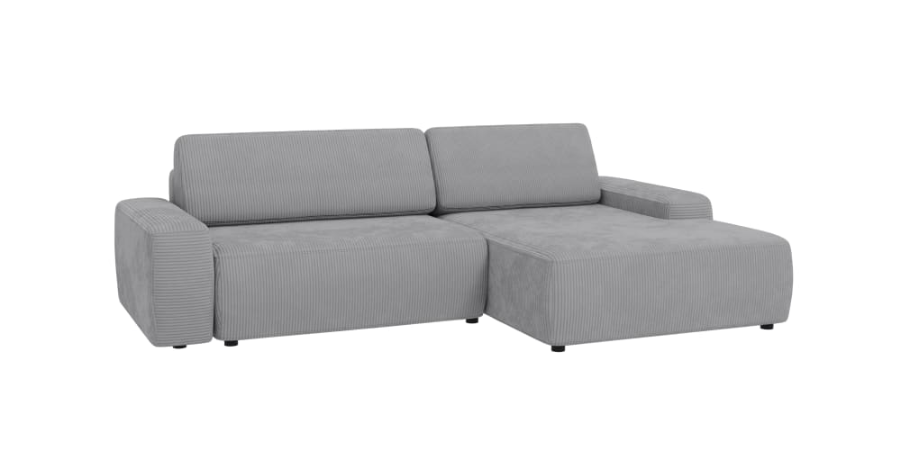 Wohnli Möbelsuche - Ecksofa mit Schlaffunktion und Bettkasten in Cord-Stoff