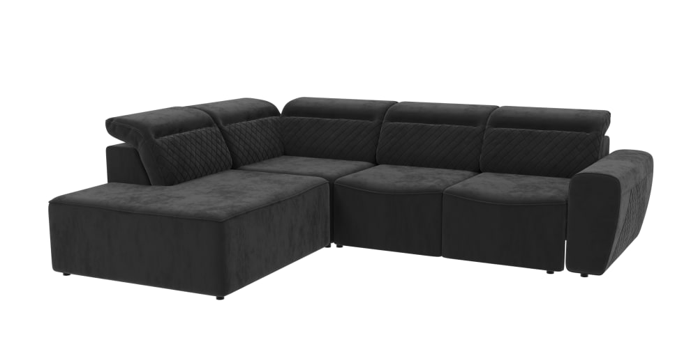 Wohnli Möbelsuche - Ecksofa mit Schlaffunktion und Bettkasten aus Samt-Stoff