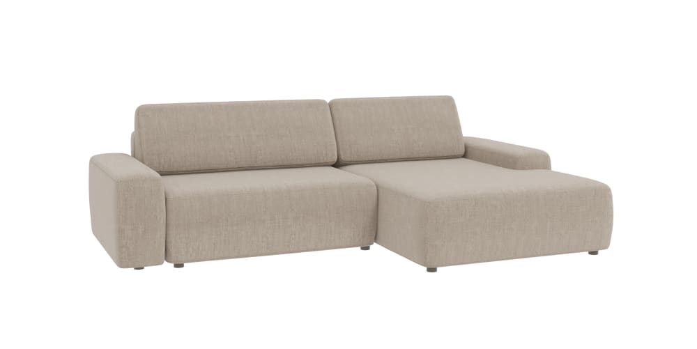 Wohnli Möbelsuche - Ecksofa mit Schlaffunktion und Bettkasten aus Samt-Stoff