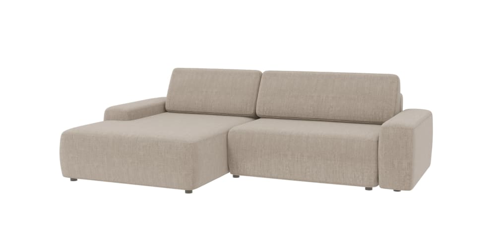 Wohnli Möbelsuche - Ecksofa mit Schlaffunktion und Bettkasten aus Samt-Stoff