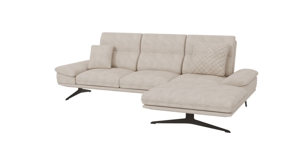 Wohnli Möbelsuche - Modernes Ecksofa mit Ottomane aus Samt-Stoff