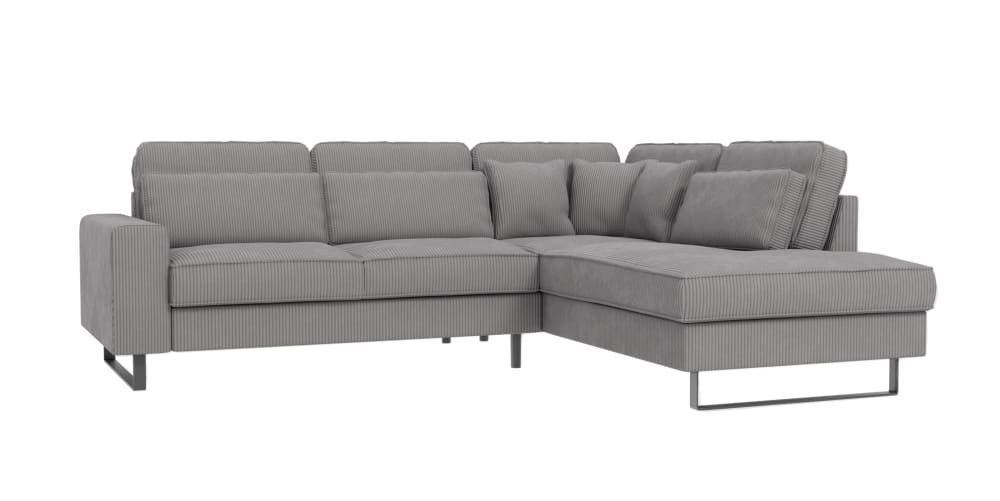 wohnli-moebel-suche-M25020621 Wohnli Möbelsuche - Ecksofa mit schwarzen Metall-Füßen aus Cord-Stoff