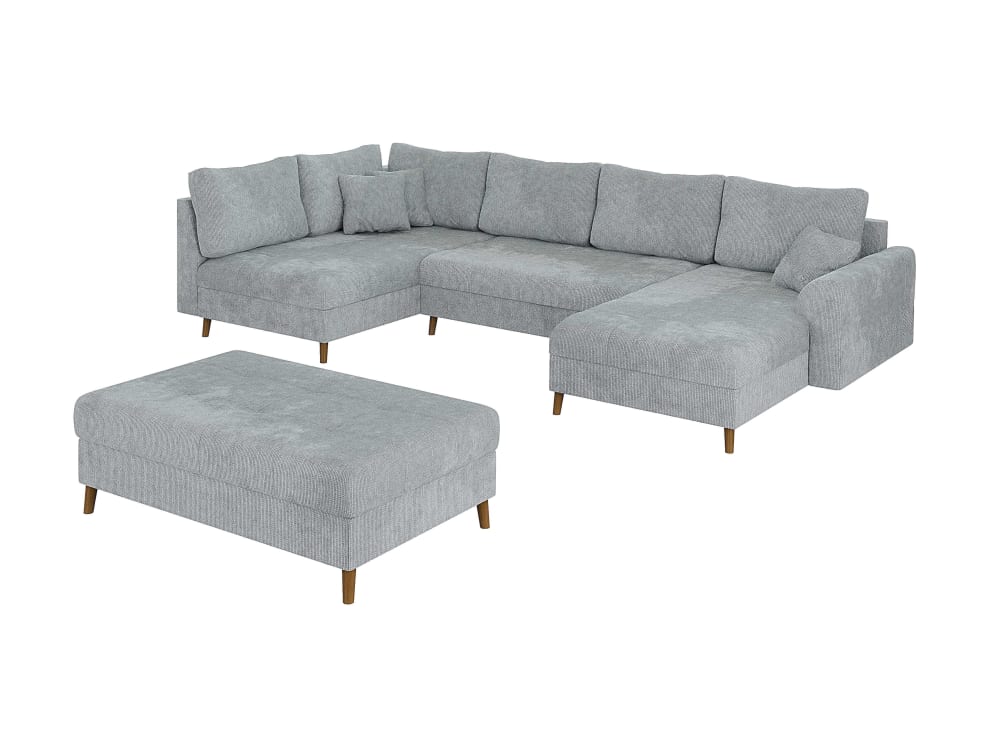 Wohnli Möbelsuche - Wohnlandschaft mit Schlaffunktion und Hocker aus Chenille-Stoff