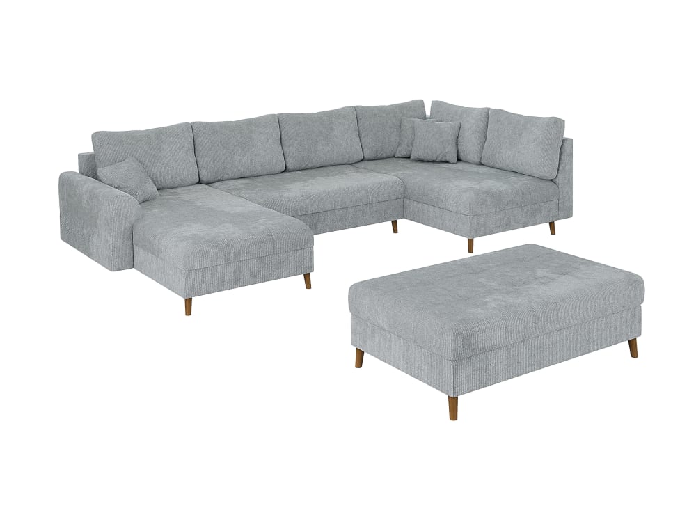 Wohnli Möbelsuche - Wohnlandschaft mit Schlaffunktion und Hocker aus Chenille-Stoff