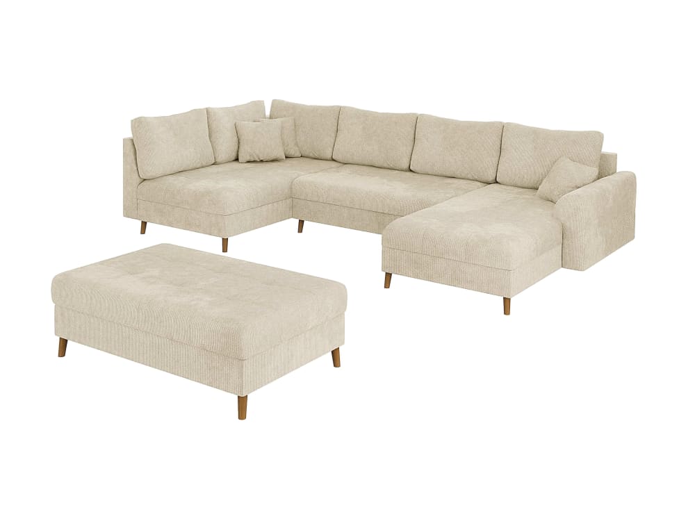 Wohnli Möbelsuche - Wohnlandschaft mit Schlaffunktion und Hocker aus Chenille-Stoff