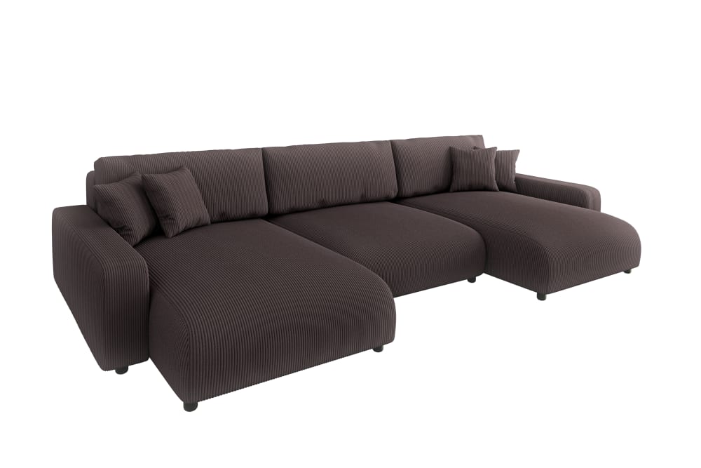 Wohnli Möbelsuche - Wohnlandschaft mit Schlaffunktion und Bettkasten in Cord-Stoff