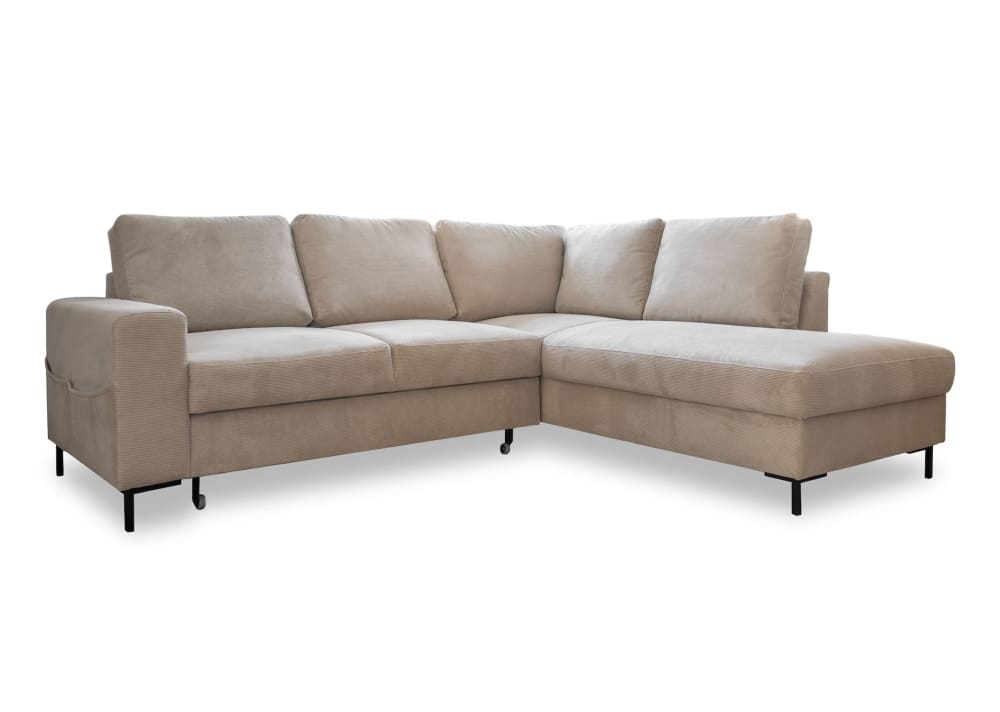 Wohnli Möbelsuche - 6-Sitzer Ecksofa mit Bettfunktion aus Cord