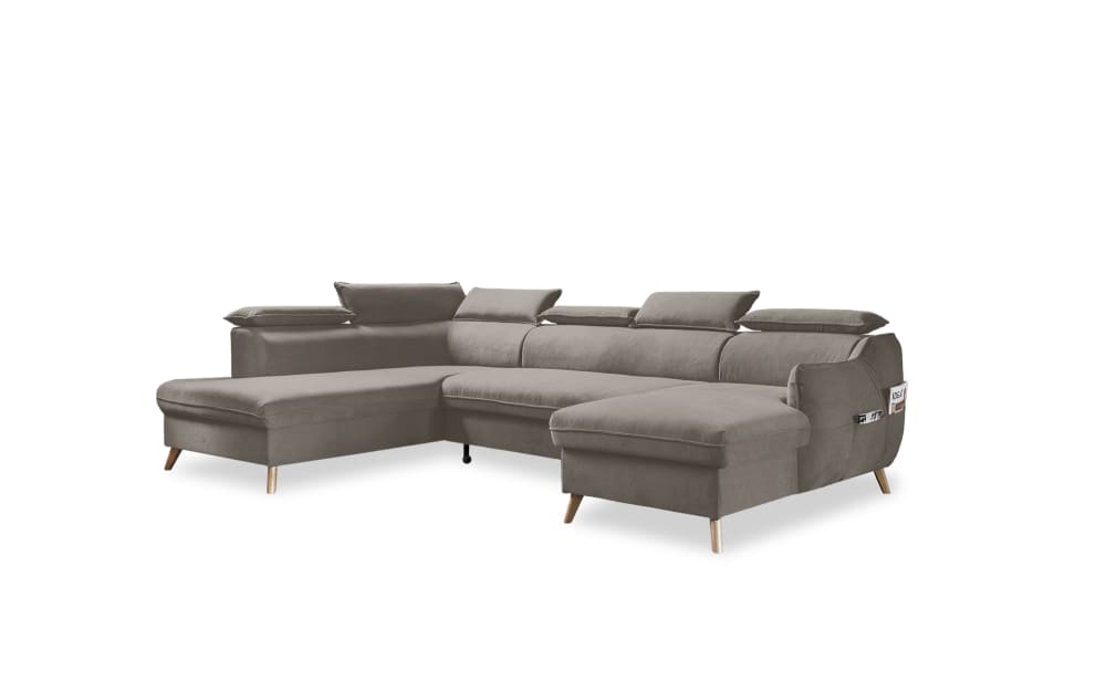Wohnli Möbelsuche - 8-Sitzer Ecksofa  mit Bettfunktion aus Samt