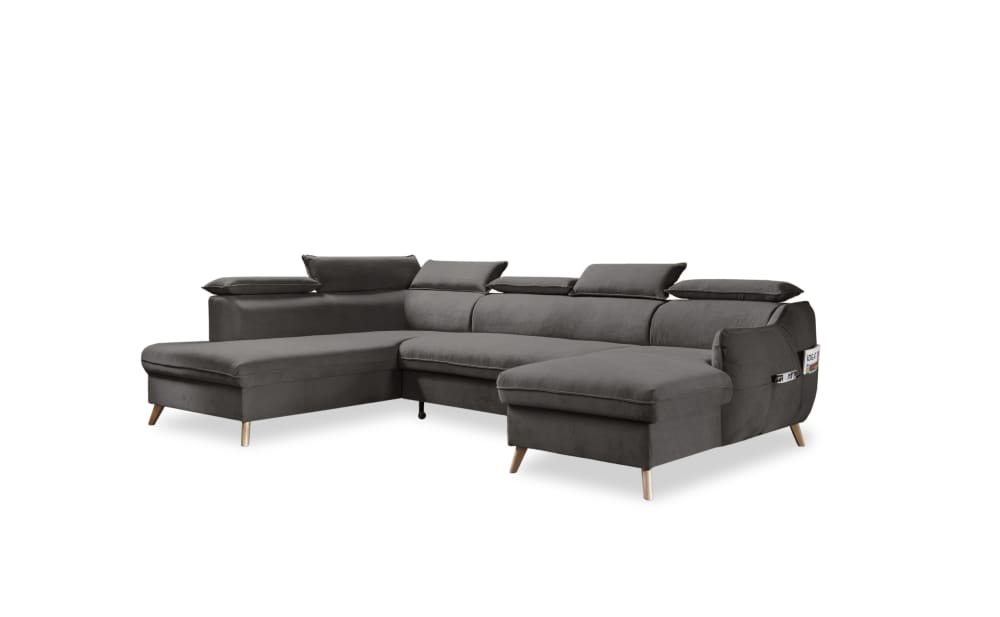 Wohnli Möbelsuche - 8-Sitzer Ecksofa  mit Bettfunktion aus Samt
