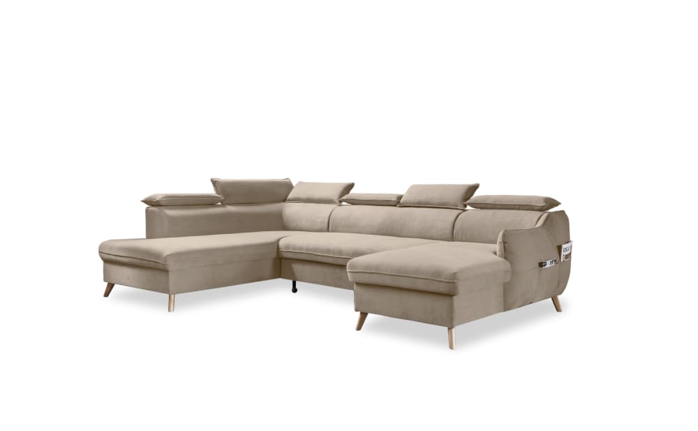 Wohnli Möbelsuche - 8-Sitzer Ecksofa  mit Bettfunktion aus Samt