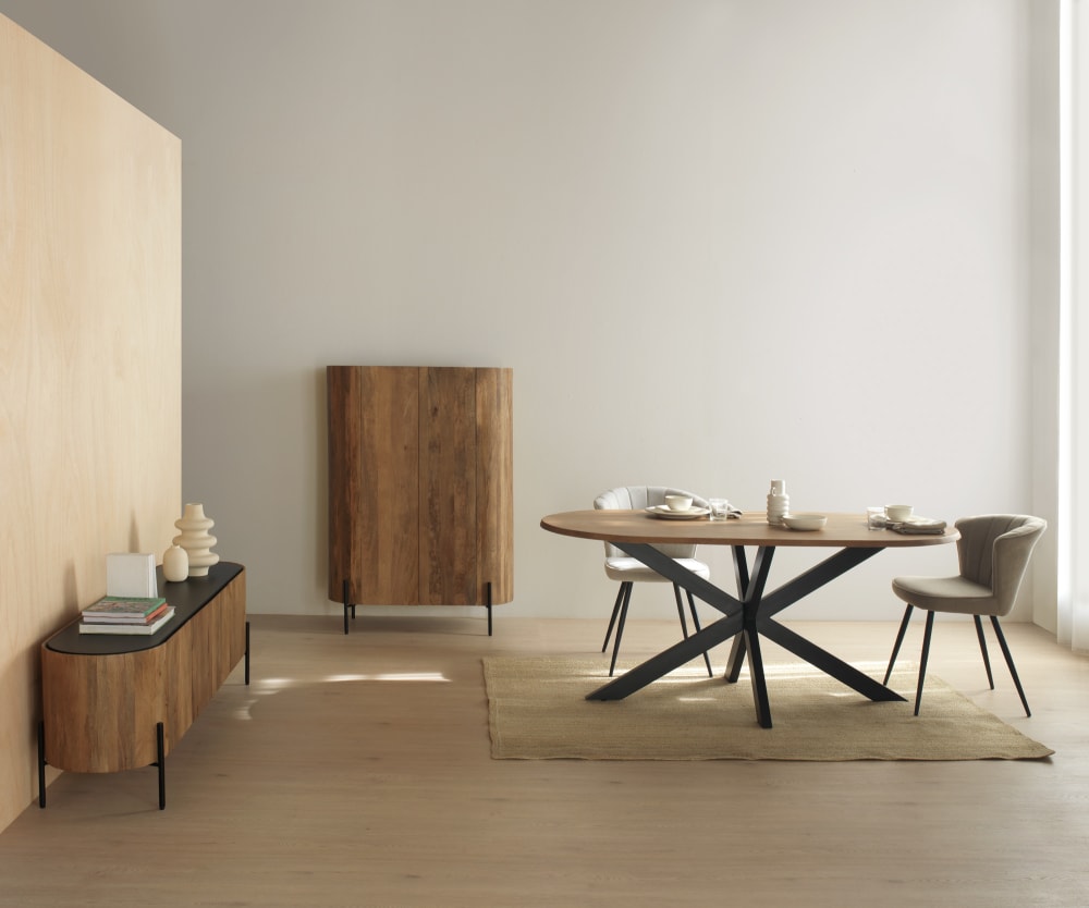 Ovaler Esstisch 180 x 90 cm aus Akazienholz 90x76x180cm Holz Braun GEESE HOME Möbel Esszimmermöbel Esstische